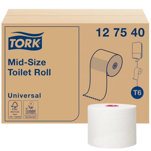 Toiletpapier Tork Mid-size T6 Universal 1-laags 135m wit 127540