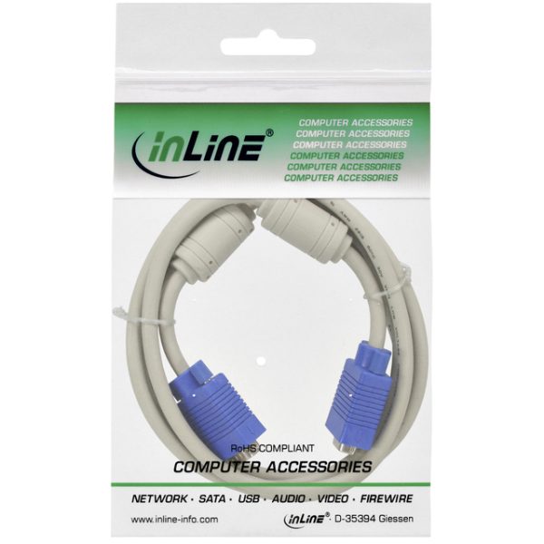 Kabel Inline S VGA 15HD M-M 2 meter beige en blauw - Afbeelding 2