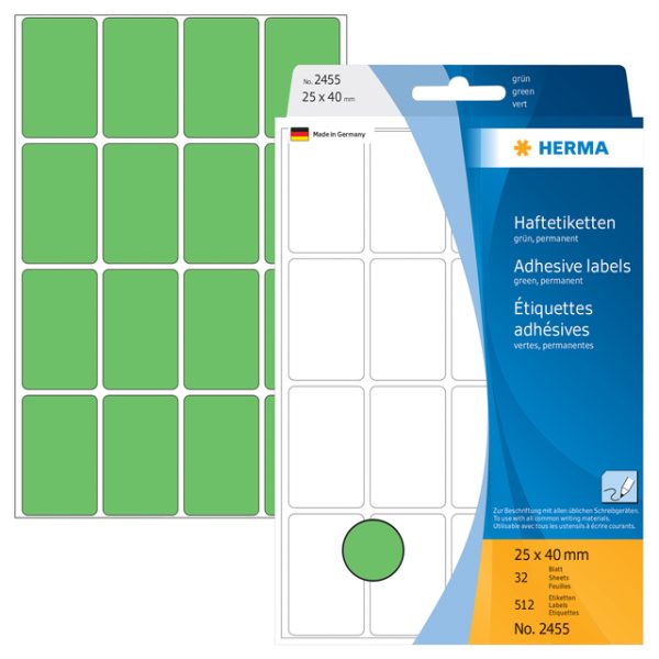 Etiket HERMA 2455 25x40mm groen 512stuks - Afbeelding 3