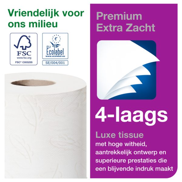 Toiletpapier Tork T4 premium extra zacht 4-laags 153 vel  wit 110405 - Afbeelding 2