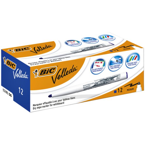 Viltstift Bic Velleda 1741 whiteboard rond medium blauw - Afbeelding 3