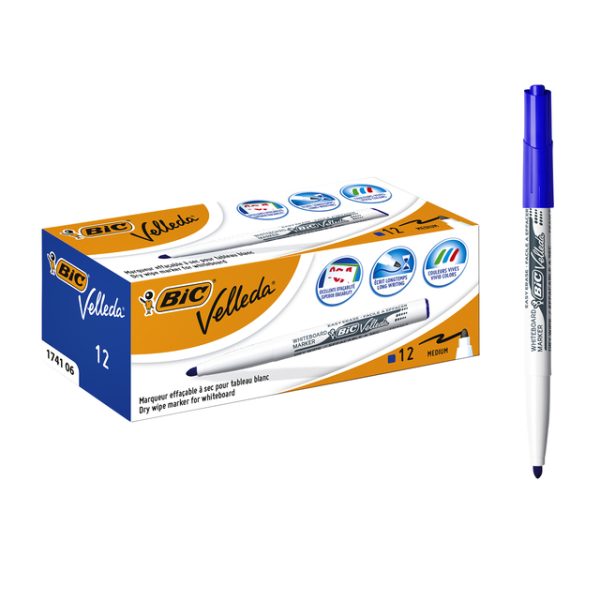 Viltstift Bic Velleda 1741 whiteboard rond medium blauw - Afbeelding 4