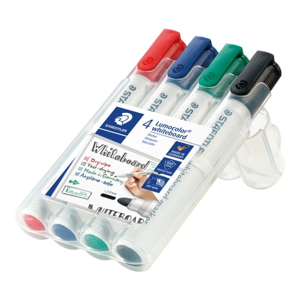 Viltstift Staedtler Lumocolor 351 whiteboard set à 4 stuks assorti - Afbeelding 2